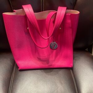 Furla Divide it Hot Pink Leather Shoulder Tote with Charm